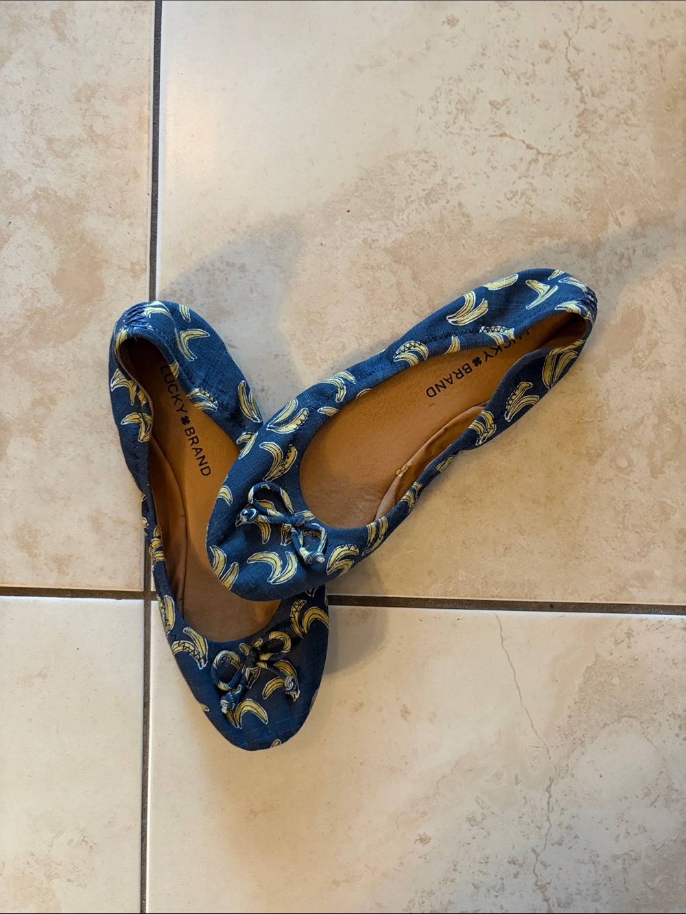 Lucky Brand Navy Ballet Flats with Yellow Banana Print